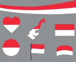 Monaco Flag Map Ribbon And Heart Icons Illustration Abstract Design vector