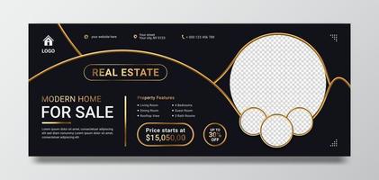 Real estate house sale horizontal banner template