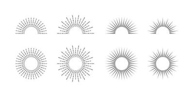 Retro sun set. speed trail . Sunburst icon collection vector. vector