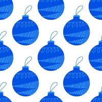 Seamless pattern made from hand drawn blue Christmas tree ball vector