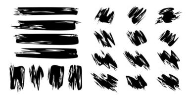 Different strokes of black paint on a white background - Vector