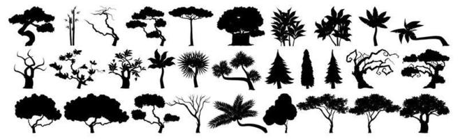 seth siluetas negras de árboles vector