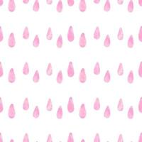 Seamless pattern with pink watercolor rain drops. Vector background