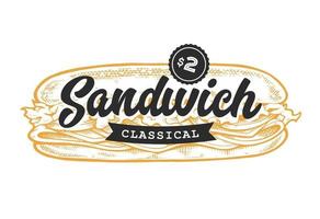 sandwich retro emblema vector