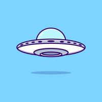 Cute cartoon ufo spaceship. science technology icon concept isolated vector