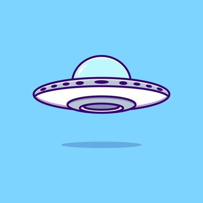 Cute cartoon ufo spaceship. science technology icon concept isolated