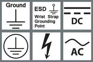 Protective Earth Ground,DC,AC circuit power Symbol Sign vector