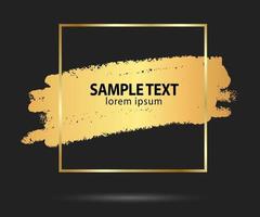 Gold brush stroke in the frame. Gold shiny grunge texture background vector