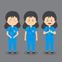 Nurse Character with Various Expression vector