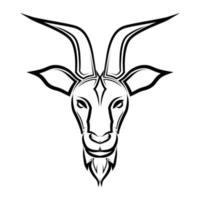 Black and white line art of goat head. vector