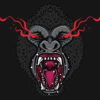 angry gorilla wild animal illustration vector