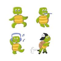 Set of cute turtle characters. vector