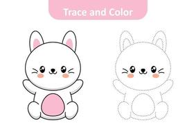 Trace and color for kids, rabbit vector
