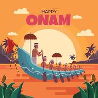 carrera de botes en celebración onam vector