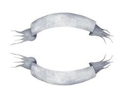 Set of Gray ribbon. Watercolor halloween collection. vector