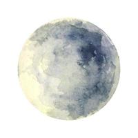 Full Moon. Watercolor illustration.