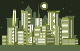 noche luna ciudad moderna rascacielos edificio paisaje urbano horizonte vector