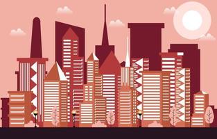 día sol ciudad moderna rascacielos edificio paisaje urbano horizonte ilustración vector
