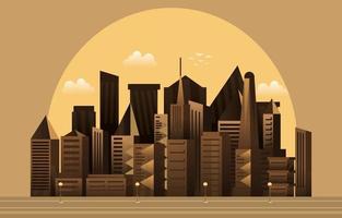 Night Moon Modern City Skyscraper Building Cityscape Skyline vector