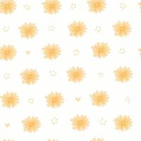Cute pastel white pattern orange flowers hearts Seamless background vector