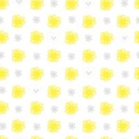 Cute white pattern yellow grey flowers hearts Seamless background vector