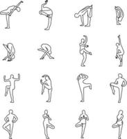 posturas de yoga vector ilustración contorno boceto dibujado a mano