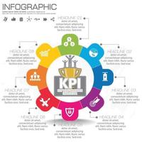 concepto de kpi de infografía con iconos de marketing. vector