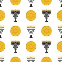 Illustration on theme big colored pattern menorah vector