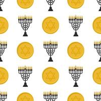 Ilustración sobre el tema de la menorah de patrón de colores grandes vector