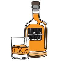 metaphor alcoholic person in the jail of liquor bottle with glass vector