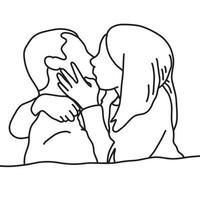 lovers kiss together vector illustration sketch