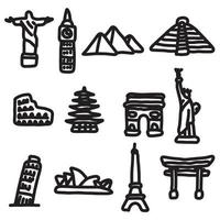 travel landmarks around the world icon set vector