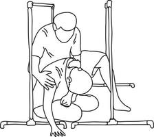 man trying to help woman in physical therapy vector