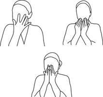 set of woman face massage vector illustration