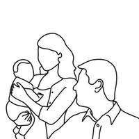 padre, madre y bebé, vector, ilustración vector