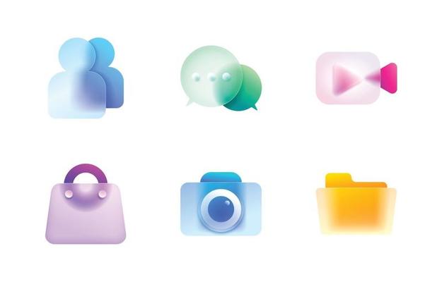 Glassmorphism Icon Buttons Set