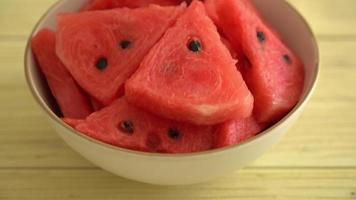 Fresh watermelon sliced on plate video