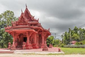 Red temple Wat Sila Ngu, Wat Ratchathammaram, Koh Samui, Thailand.