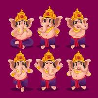 Ganesh Caturthi Fun India Character Set vector