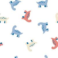 Seamless pattern of multi-color spotted dinosaurs vector