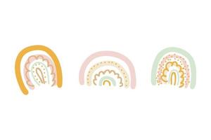 Doodle vector collection of multicolor rainbows