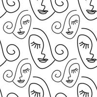 girl logo one line on white background seamless pattern vector