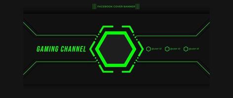 futuristic green gaming background header social media template