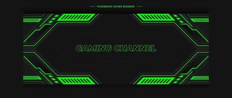 futuristic green gaming background header social media template vector