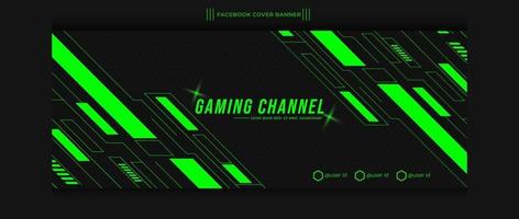 futuristic green gaming background header social media template vector