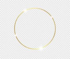 Gold shiny glowing frame with shadows. Golden luxury realistic vector