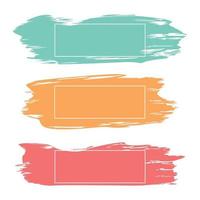 Three colored paint strokes with frame and place for text - Vector