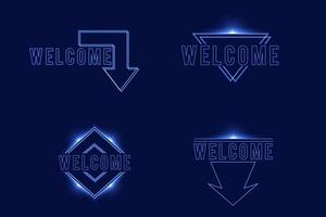 Welcome sign dark blue with light neon effect shiny glow eps vector