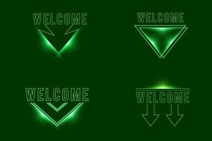 Welcome sign dark green with light neon effect shiny glow eps vector