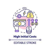 High initial costs concept icon. vector